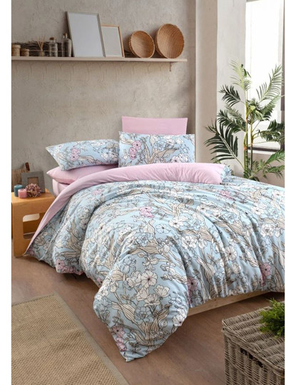 imagem de Conjunto Roupa Cama Casal Floral Azul1