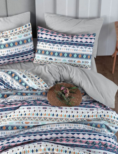 imagem de Conjunto Roupa Cama Casal Étnico Cinzento2