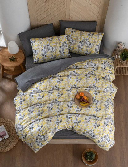 imagem de Conjunto Roupa Cama Casal Leaves Amarelo1