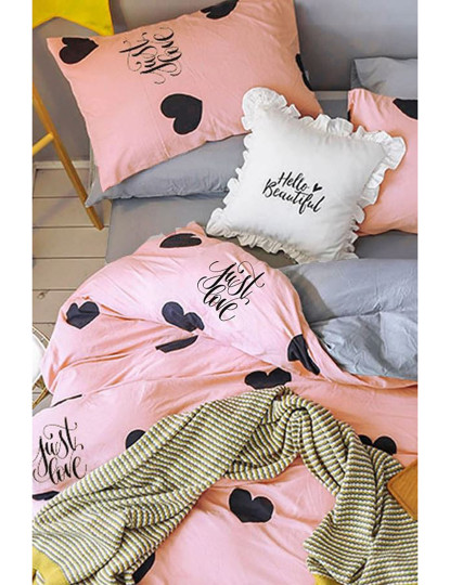 imagem de Conjunto Roupa Cama Casal Hearts Salmão1