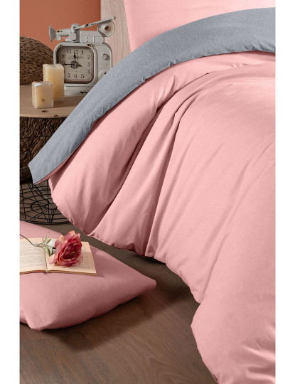 imagem de Conjunto Roupa Cama Casal Salmão Cinzento2