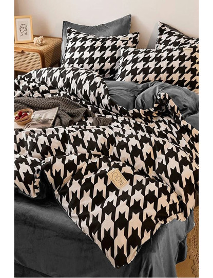 imagem de Conjunto Roupa Cama Casal Pied de Poule Cinzento1