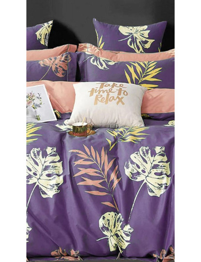 imagem de Conjunto Roupa Cama Solteiro Leaves Roxo1