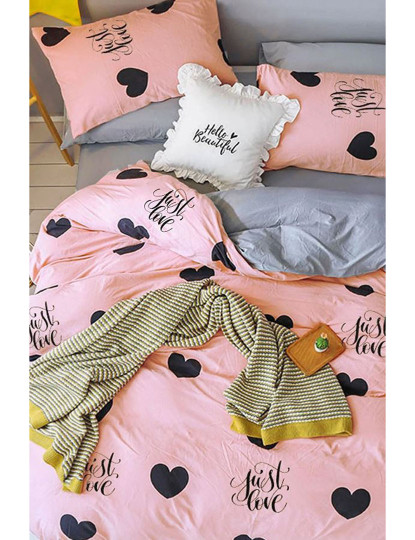 imagem de Conjunto Roupa Cama Casal Hearts Salmão2