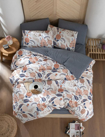 imagem de Conjunto Roupa Cama Casal Floral Bege1