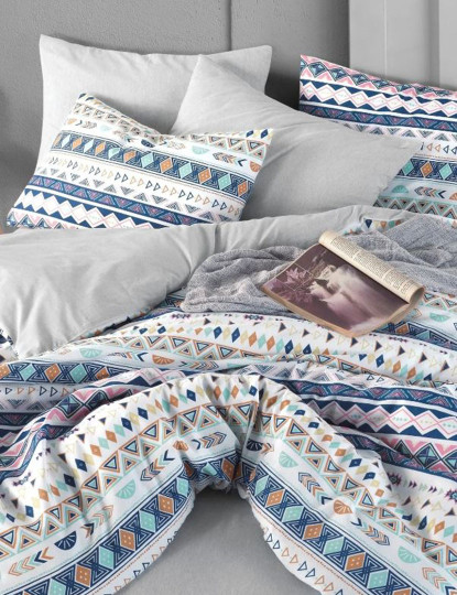 imagem de Conjunto Roupa Cama Casal Étnico Cinzento4