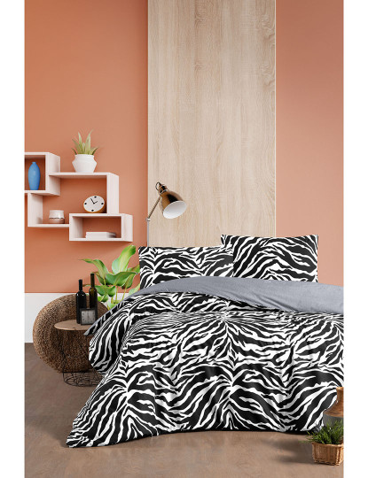 imagem de Conjunto Roupa Cama Casal Zebra Preto1