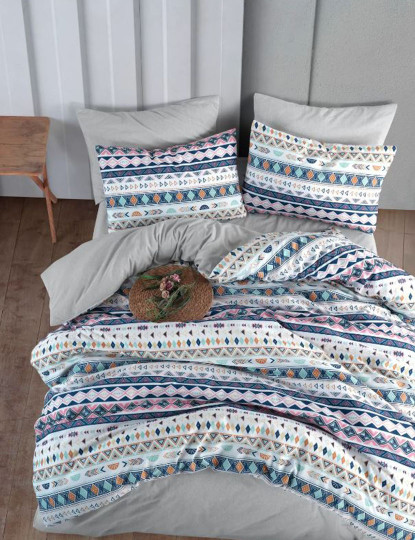 imagem de Conjunto Roupa Cama Casal Étnico Cinzento3