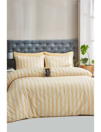 imagem de Conjunto Roupa Cama 100% Algodão Solteiro Striped Amarelo1