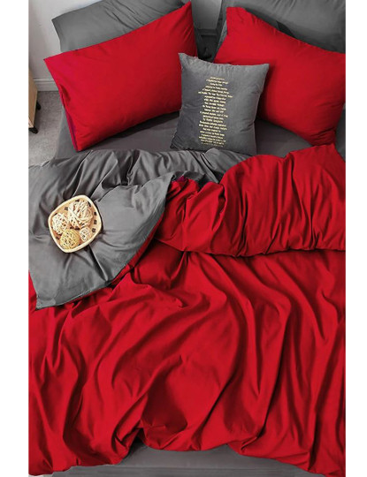 imagem de Conjunto Roupa Cama Solteiro Vermelho Cinzento1