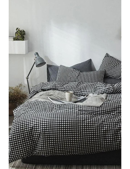 imagem de Conjunto Roupa Cama Casal Mini Square Preto1