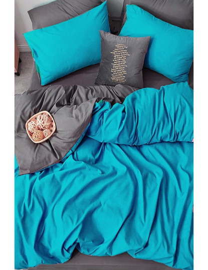 imagem de Conjunto Roupa Cama Casal Turquesa Cinzento1