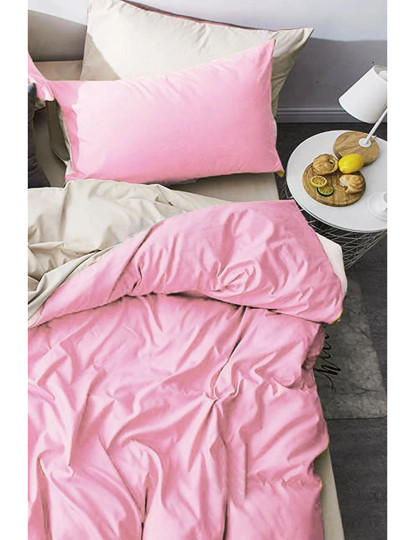 imagem de Conjunto Roupa Cama Casal Rosa Bege1