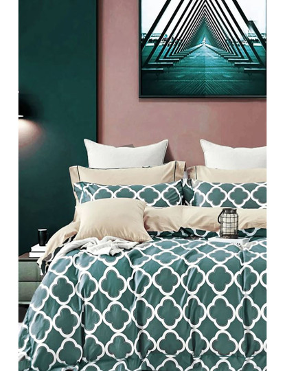 imagem de Conjunto Roupa Cama Casal Geometric Verde1