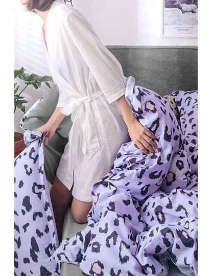 imagem de Conjunto Roupa Cama Solteiro Leopard Roxo1