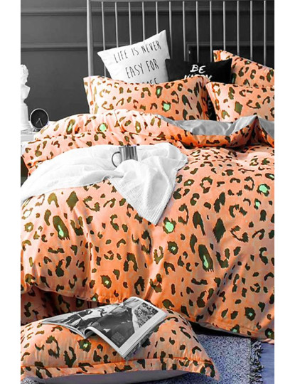 imagem de Conjunto Roupa Cama Solteiro Leopard Laranja1