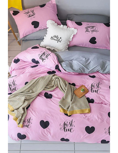 imagem de Conjunto Roupa Cama Casal Hearts Rosa1