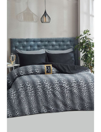 imagem de Conjunto Roupa Cama 100% Algodão Solteiro Leopard Preto1