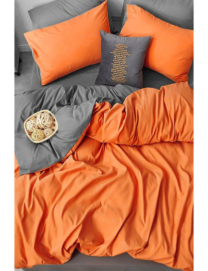 imagem de Conjunto Roupa Cama Casal Laranja Cinzento1