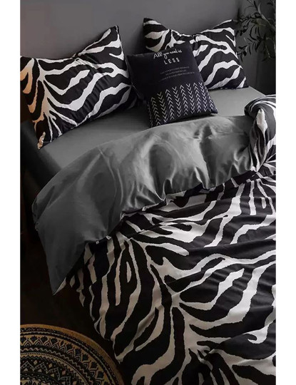 imagem de Conjunto Roupa Cama Solteiro Zebra Preto Branco1