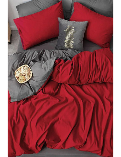 imagem de Conjunto Roupa Cama Casal Vermelho Cinzento1