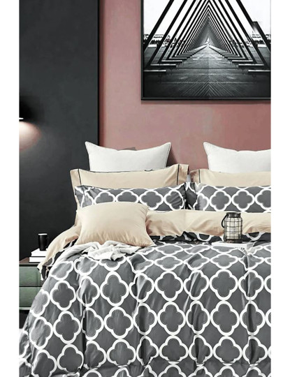 imagem de Conjunto Roupa Cama Casal Geometric Cinzento1