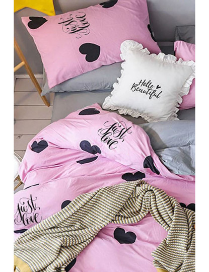 imagem de Conjunto Roupa Cama Casal Hearts Rosa2