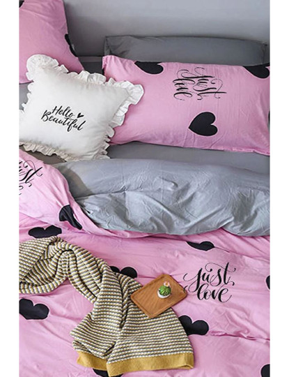 imagem de Conjunto Roupa Cama Casal Hearts Rosa3