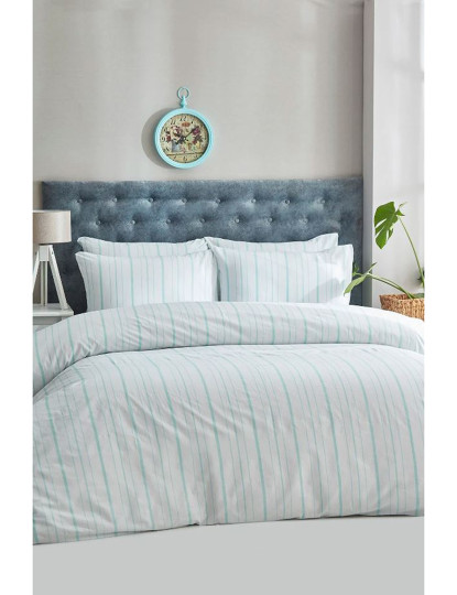 imagem de Conjunto Roupa Cama 100% Algodão Solteiro Striped Menta1