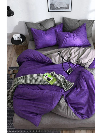 imagem de Conjunto Roupa Cama Casal Roxo Cinzento1