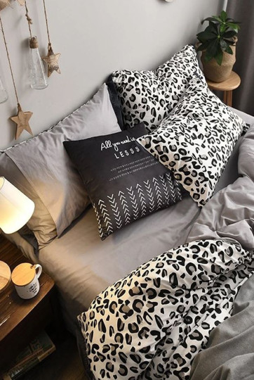 imagem de Conjunto Roupa Cama Casal Leopard Cinzento2