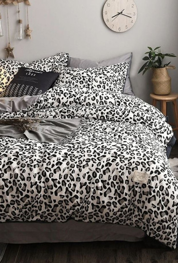 imagem de Conjunto Roupa Cama Casal Leopard Cinzento3