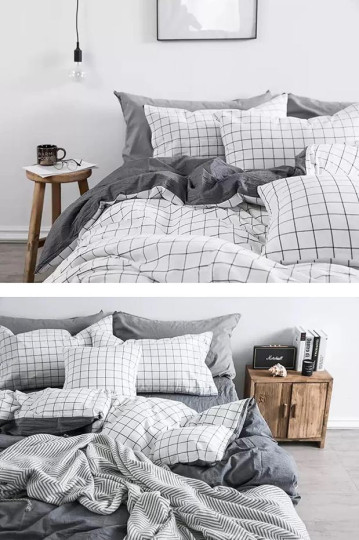 imagem de Conjunto Roupa Cama Casal Square Branco Cinzento3