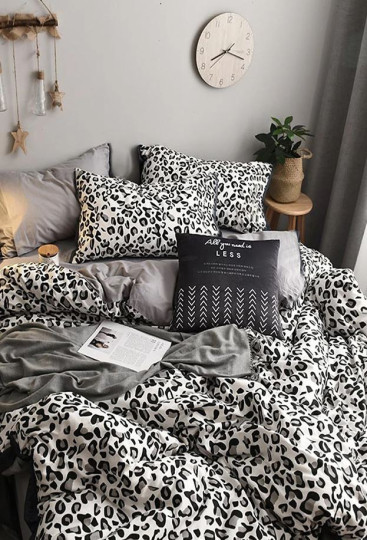 imagem de Conjunto Roupa Cama Casal Leopard Cinzento4