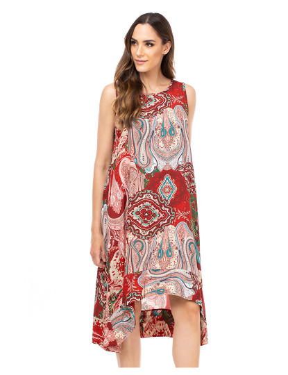 imagem de Vestido Oversize Estampado C/ Bolsos Senhora Vermelho1