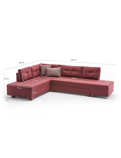 imagem de Sofá-Cama Chaiselongue Esquerda Manama Vermelho7