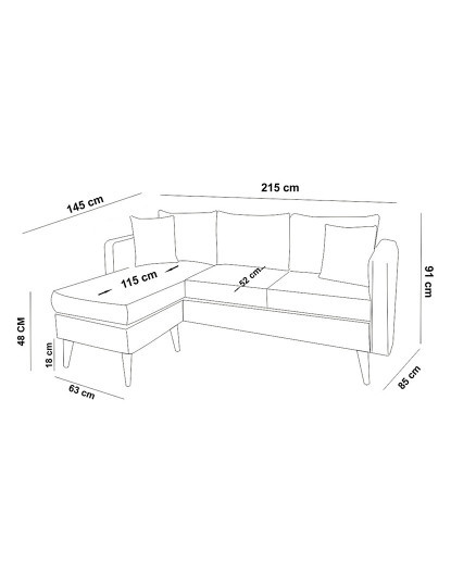 imagem de Sofá Chaise Longue Esquerda Sofia Verde Água3