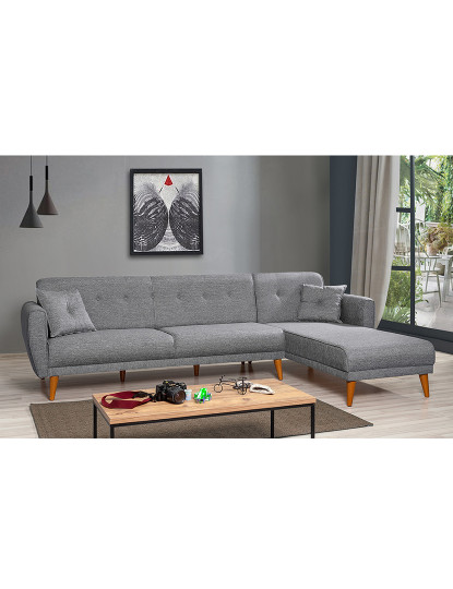 imagem de Sofá-Cama Chaiselongue Esquerda Aria Cinza Escuro3