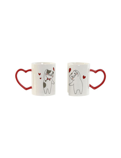 imagem de Conjunto de 2 Canecas Home ESPRIT Love Branco Vermelho Gatos1