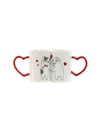 imagem de Conjunto de 2 Canecas Home ESPRIT Love Branco Vermelho Gatos4