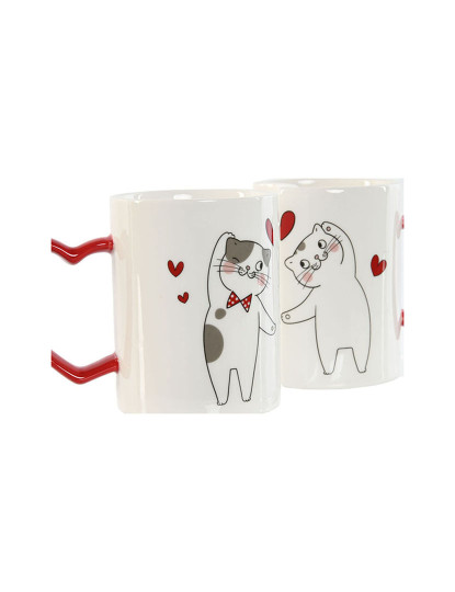 imagem de Conjunto de 2 Canecas Home ESPRIT Love Branco Vermelho Gatos2