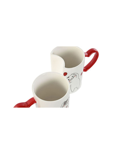 imagem de Conjunto de 2 Canecas Home ESPRIT Love Branco Vermelho Gatos3