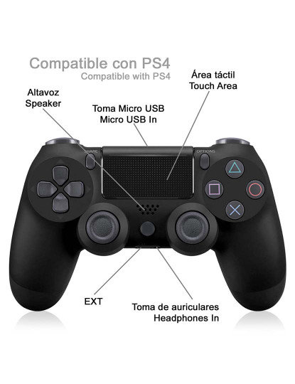 imagem de Controlador sem fio com vibração compatível com PS4. Funções completas.3