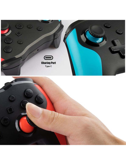 imagem de Controlador sem fio com conexão Bluetooth. Funções TURBO, giroscópio de 6 eixos e vibração. Compatível com N-SWITCH, PS3, PC, Smartphones...4