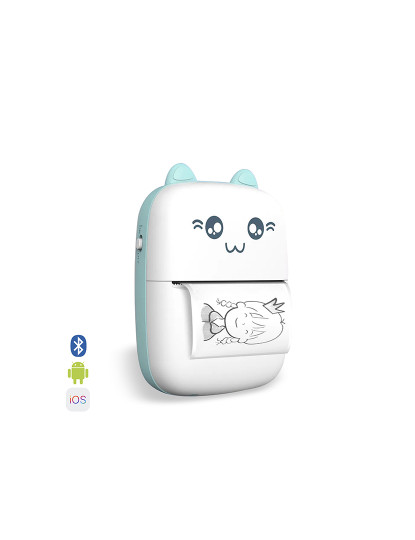 imagem de Mini impressora térmica Bluetooth portátil, formato de gatinho, compatível com Android e iOS. 203 dpi.1