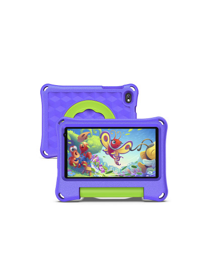 imagem de Tablet infantil K718 3G WiFi. Sistema operacional Android 5.0. Tela 7'' 1024x600px. MTK 6582 1 GB de RAM + 16 GB. Câmara dupla.1