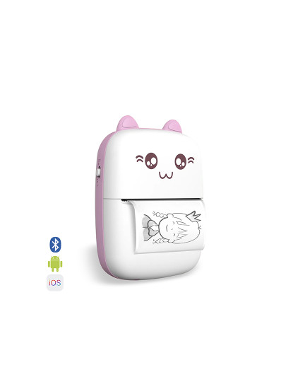 imagem de Mini impressora térmica Bluetooth portátil, formato de gatinho, compatível com Android e iOS. 203 dpi.1