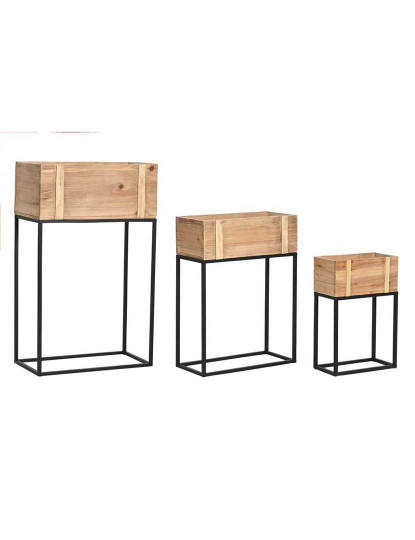imagem de Vaso Set 3 Madeira Metal Natural 1