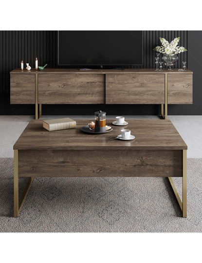 imagem de Mesa Centro Luxe Walnut Dourado3