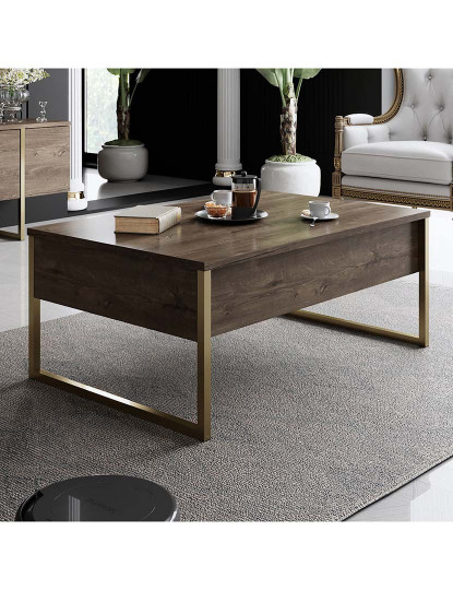 imagem de Mesa Centro Luxe Walnut Dourado1